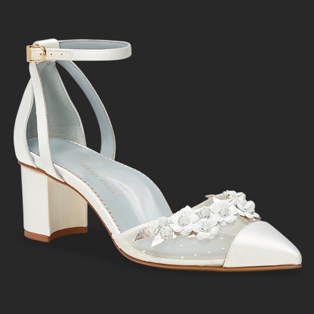 Sarah Flint Wedding Parker White Satin Pump 50mm / 2" Heel, US 10 / IT 41